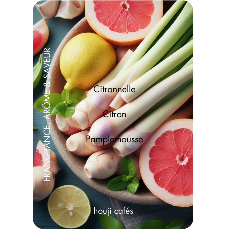 Fragrance, arôme et saveur : citron, citronnelle et pamplemousse